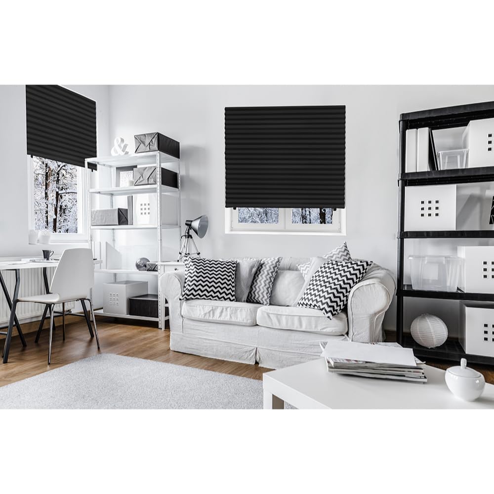 Redi Shade No Tools Original Blackout Pleated Paper Shade Black, 36" W x 72" L, 6 Pack Redi Shade