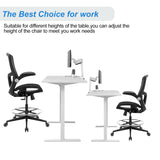 Office Drafting Chair,Ergonomic Tall Office Desk Chair,Adjustable Standing Desk Stool Chair,Executive Computer Chair with Footrest Ring and Lumbar Support (Black) Luckyear