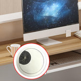 LITFAD Rectangle Reception Desk with Drawer, Cable Management, and Keyboard Tray Manufactured Wood Checkout Counter Modern Counter, Beige/White, Left Hand Return, 94.5" L x 23.5" W x 39.5" H LITFAD