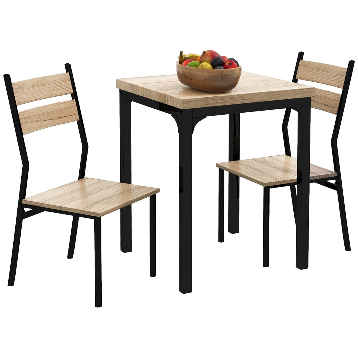 HOMCOM Light Wood Grain 3-Piece Dining Table Set for Small Spaces HOMCOM