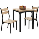 HOMCOM Light Wood Grain 3-Piece Dining Table Set for Small Spaces HOMCOM