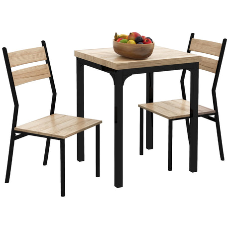 HOMCOM Light Wood Grain 3-Piece Dining Table Set for Small Spaces HOMCOM