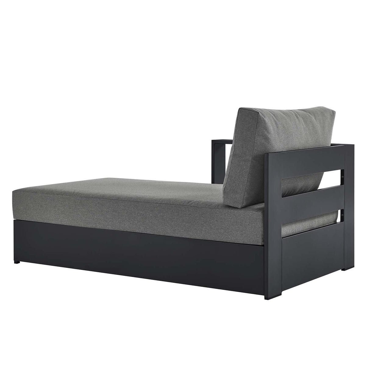 Modway Tahoe Aluminum Outdoor Chaise Lounge in Gray Charcoal with Weather-Resistant Cushions, Modular Left-Facing Patio Lounger for Pool Furniture or Sectional Sofa Set Modway