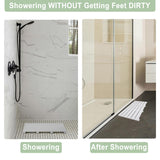 Non-Slip Bath Bamboo Shower Mat - Bathroom Floor Rug for Spa Sauna Pool Indoor Outdoor Bath Bathtub Entryway - Easy Maintenance & Portable baqor