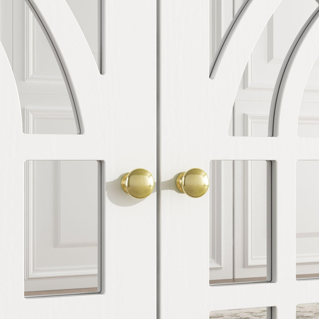 MOUMON Credenza Buffet Sideboard with 4 Acrylic Doors and Shelves, Buffet Table Sideboard Storage Cabinet with Wooden Legs, for Living Room White (63”W x 15.7”D x 31.5”H) MOUMON