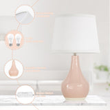 Seealle 19.4" Modern Ceramic Table Lamps for Night Stands - Bedside Lamps Set of 2 for Nightstand, Pink Bedroom Lamp for Living Room Cute Desk End Table Office Guest Room Dresser Rocker Swtich Seealle