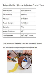 2 Rolls 1/4 Inch 6mm X 33m 108ft 3D Printer Polyimide Heat Resistant Transfer Thermal Tape,Sublimation Tape,Heat Vinyl Press Tape,No Residue,High Temperature Tape,Electronics,Soldering,Circuit Board Hoerev