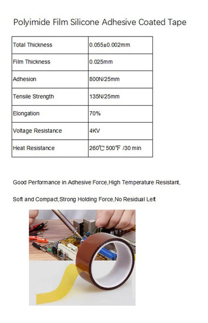 2 Rolls 1/4 Inch 6mm X 33m 108ft 3D Printer Polyimide Heat Resistant Transfer Thermal Tape,Sublimation Tape,Heat Vinyl Press Tape,No Residue,High Temperature Tape,Electronics,Soldering,Circui - WoodArtSupply