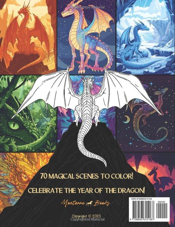 70 Enchanting Dragon Fantasy Coloring Pages | Winged Wonders, Mythical Creatures & Magical Beasts! Dragon Legend & Folklore with Facts | Stress Relief & Relaxation | Teens & Adults | Coloring Book WoodArtSupply