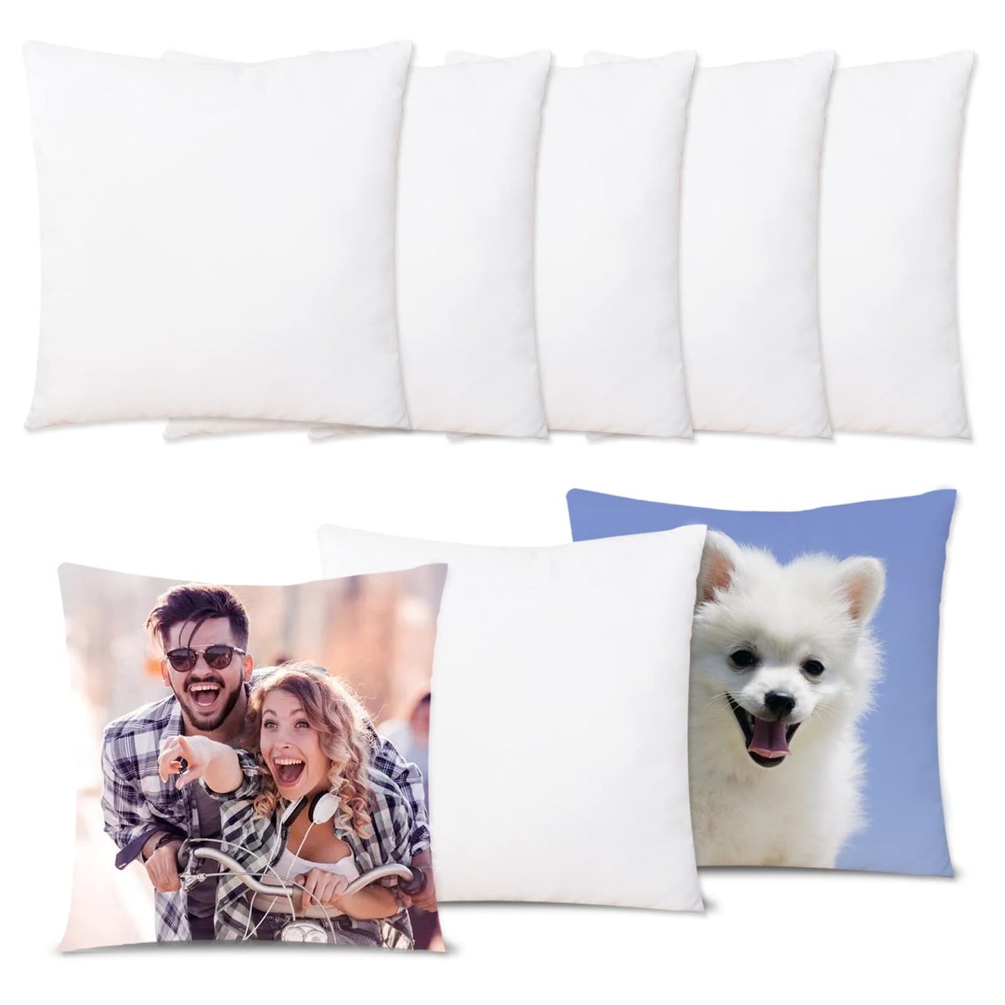 Sublimation Blanks Pillow Cases Bulk,8 Pack 18"x 18" White Cushion Covers Pillow Covers Heat Transfer DIY Custom Picture Pillow Covers,Polyester Pillow Cases for Sublimation