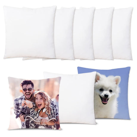 Sublimation Blanks Pillow Cases Bulk,8 Pack 18"x 18" White Cushion Covers Pillow Covers Heat Transfer DIY Custom Picture Pillow Covers,Polyester Pillow Cases for Sublimation ORJ