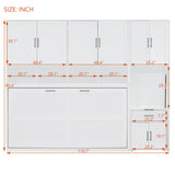 Harper & Bright Designs Twin Size Murphy Bed, Wooden Twin Wall Bed Frame with Closet, Drawers & Desk, White Harper & Bright Designs