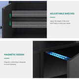 YITAHOME Modern TV Stand with LED Lights for up to 80 Inch TVs, Entertainment Center with Storage Cabinets & Movable Partition for Living Room (Black) YITAHOME