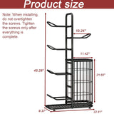 INGIORDAR Basketball Ball Storage Rack Freestanding Organizer Sport Equipment Garage Stand 6 Tier for Football Volleyball Soccer Indoor Outdoor, Black INGIORDAR