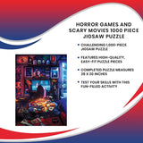 House of Horrors and Scary Movies 1000 Piece Jigsaw Puzzle by Rachid Lotf | Interactive Brain Teaser Board Game for Adults, Educational Toys & Games | 28 x 20 Inches Toynk