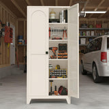 71" Metal Storage Cabinet with Keyless 3-Digit Combination Lock, Adjustable Shelves, Reinforced Steel Body, Magnetic Doors, for Office/Warehouse/Garage（Beige） WoodArtSupply