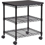 Safco Desk Side Wire Machine Stand with Wheels, 3 Tier, 200 lbs Capacity, Black Steel Frame & Multifunctional Utility Shelves. Perfect for Home, Office, Classroom & Garage Safco