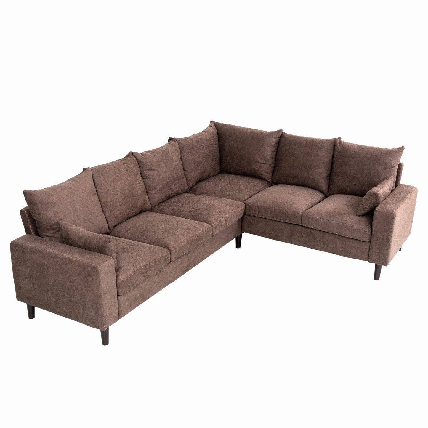 Panana 6 Seats Linen Fabric Large SECTIONAL Corner Sofa Settee - Sofa for Living Room-Left/Right-Hand Side Sofas, Brown