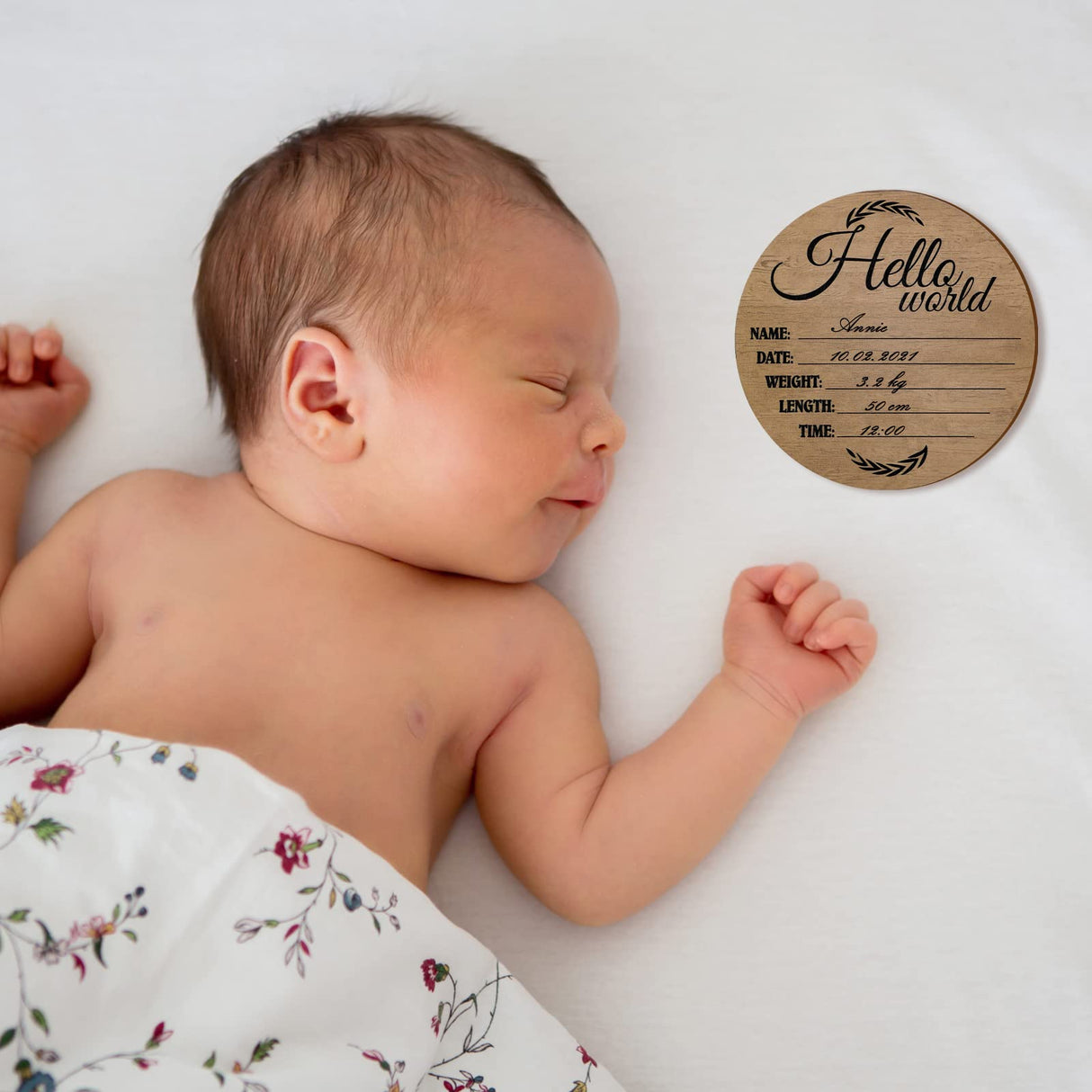 Namalu Birth Announcement Sign Baby Announcement Sign Wooden Newborn Sign Baby Name Sign Round Wood Plaque with Black Paint Marker for Baby Name and Namalu