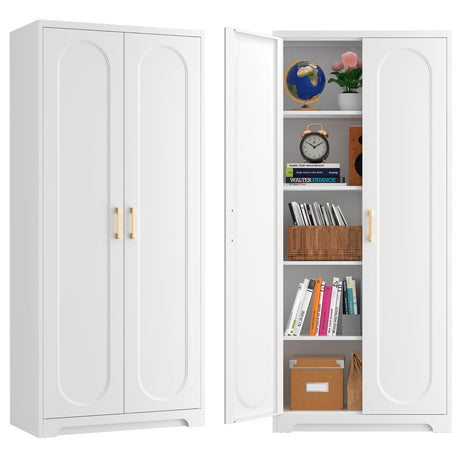 TIMELESS PIECES Kitchen Pantry Cabinet，Pantry Storage Cabinet， 71" Tall Kitchen Storage Cabinets with Doors and 4 Adjustable Shelves，Metal Food Pantry Cabinet for Kitchen, Livingroom TIMELESS PIECES