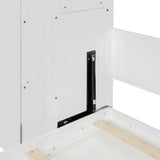 Merax Queen Size Murphy Bed Wall Bed with Shelves, Drawers and LED Lights,White Merax