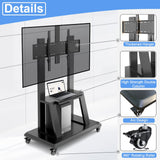 Hellsehen Mobile TV Stand,Rolling TVs Cart on Wheels Height Adjustable Heavy-Duty Floor Stand Base for 32-75 Inch LCD LED OLED Flat Panel Screens Smartboard Movable Holds up to 100lbs with Shelf Hellsehen