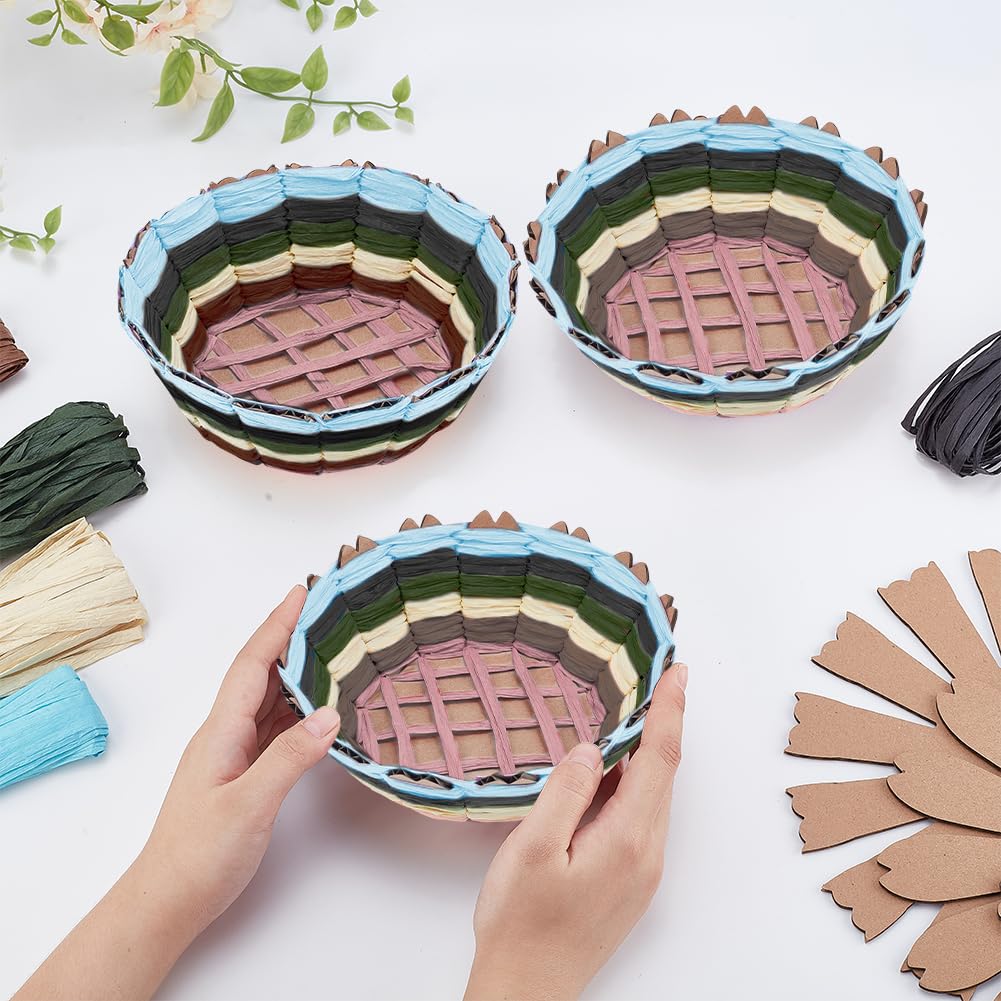 FREEBLOSS 12 Set Basket Weaving Kit 6 Colors Basket Making Kit for Beginners Creative Woven Bowl Raffia Basket Arts and Crafts Projects with Video Tutorial Easter Basket Activities for Easter Eggs FREEBLOSS