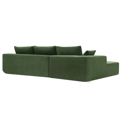 P PURLOVE Modern Sectional Sofas for Living Room, Modular L-Shape Couch, Upholstered Sleeper Sofa for Bedroom, Salon, 2 PC Free Combination, Green