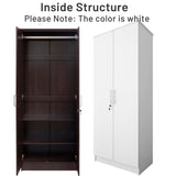 Homy Casa Inc 2-Door Wardrobe Armoires with Hanging Rod/Shelves/Lock, Bedroom Freestanding Clothes Closet Big Storage Cabinet, 29.6'' W x 17.7''D x 72'' H, White Homy Casa Inc