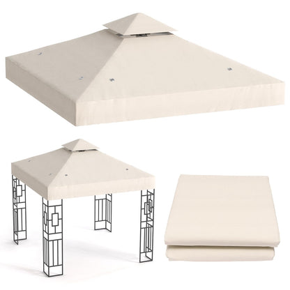 10x10 Canopy Replacement Top - Pop Up Gazebo Replacement Canopy Cover 10 x 10 - Double Tier - Waterproof 250g Canvas Fabric - Beige