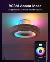 Lumary Smart WiFi & Bluetooth Ceiling Fan with RGBAI Light, Low Profile Ceiling Fan 18 Inch, 6 Speeds, Reversible - Compatible with Alexa, Google Assistant, Remote Control Lumary