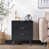affeivul Mid Century Modern Dresser, 3 Drawer Dresser for Bedroom Wood, Small Nightstand with Drawers and Solid Wood Legs, Tall Side Table with Drawers for Living Room, Closet, Nursery (Black) affeivul
