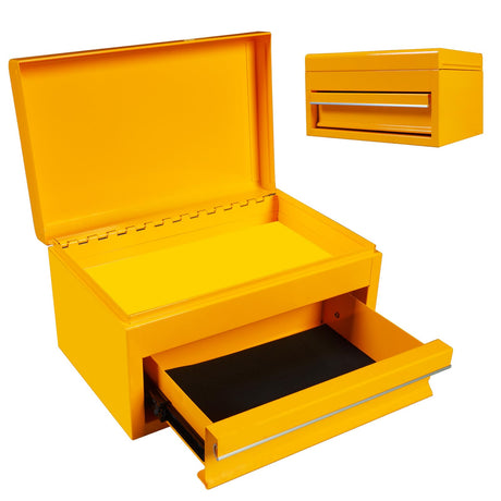 Torin APBT701YB 10" Mini Portable Steel Tool Box with Drawer for Home, Garage or Workbench, Yellow Torin