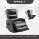 Massage Chair Recliner with Heat, Swivel Rocking Chair Recliner with High Back, Manual Lazy Boy Recliners for Adults,Small Recliner Chair for Small Spaces, Living Room Bedroom, Fabric (Black) Thctvous