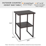 Sundale Outdoor Wicker Bar Table, 36 Inch Counter Height Patio High Top Dining Table, Rattan Bistro Pub Table with Storage Shelf for Deck Poolside Balcony Garden, Variegated Brown Sundale Outdoor