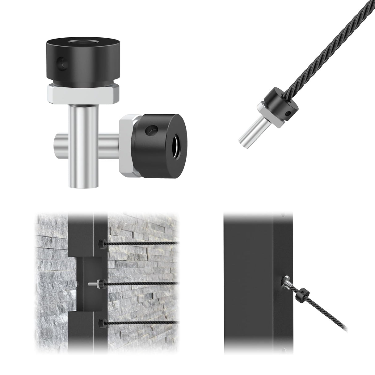 BLIKA 20 Pack 1/8" Black Cable Railing Anchor Terminal, T316 Stainless Steel, Invisible Cable Railing Kits for Metal Posts, Cable Railing End Fittings, Cable Railing Corner Post Anchor BLIKA