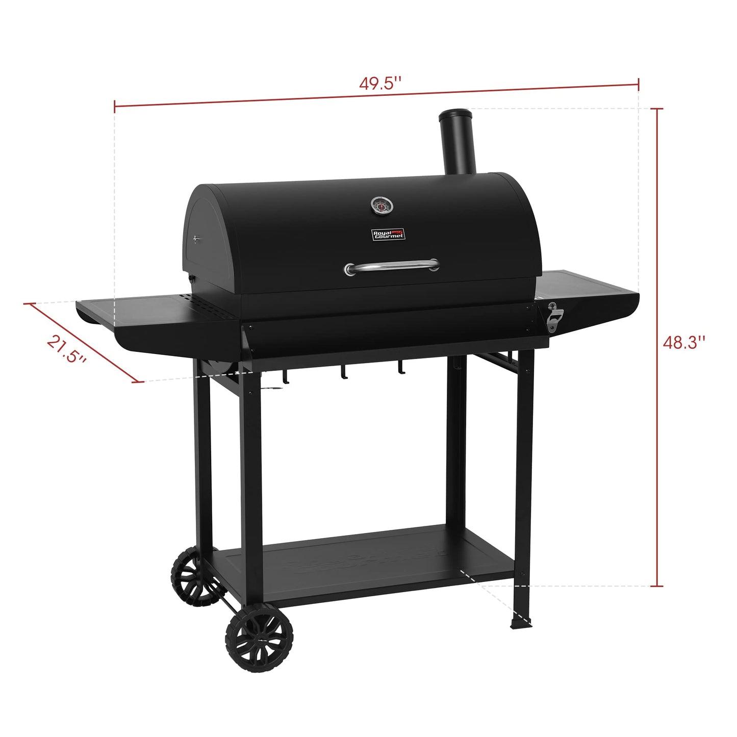 Royal Gourmet CC1830T 30-Inch Barrel Charcoal Grill with Warming Rack & Front Storage Basket, Outdoor BBQ Grill with 627 sq. in. Grilling Area for Backyard Barbecue Cooking Party, Black