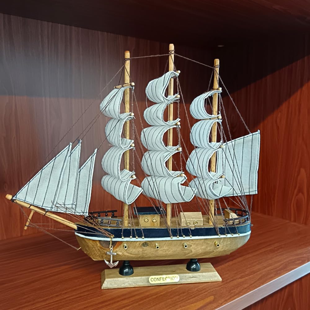 Lizipai Smooth Sailing Boat Model Mediterranean Wooden Boat Furniture Decoration Room Decoration (Main Brown) Lizipai