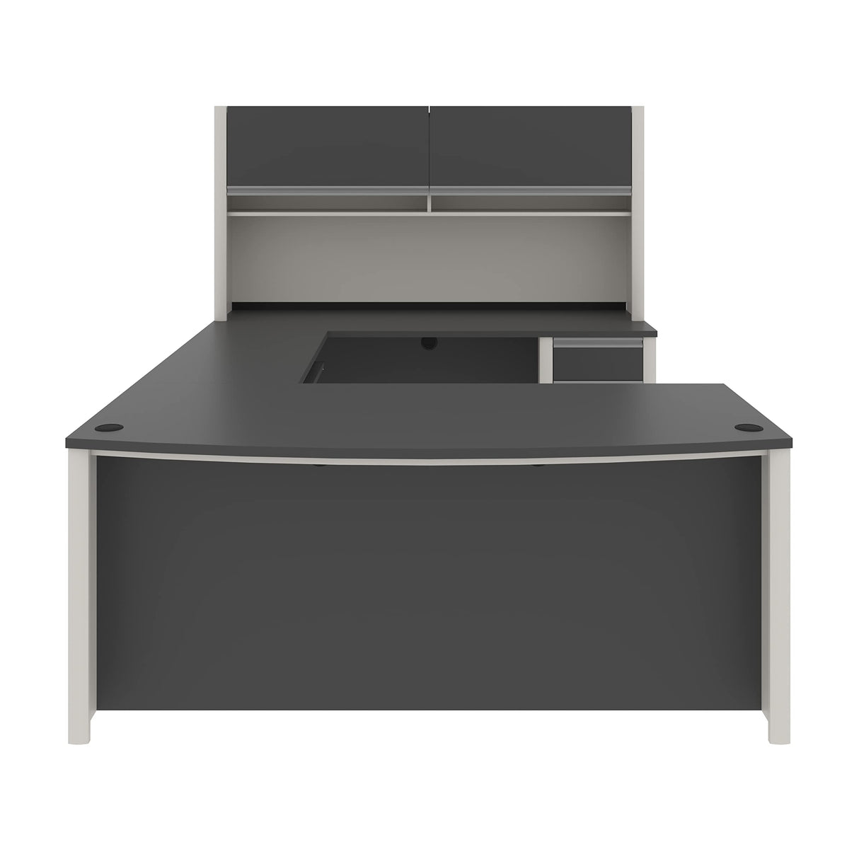 Bestar Connexion U-Shaped Workstation with Three Drawers, 72W, Slate/Sandstone Bestar