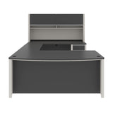Bestar Connexion U-Shaped Workstation with Three Drawers, 72W, Slate/Sandstone Bestar