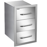VEVOR Outdoor Kitchen Cabinets 16 W x 28.5 H x 20.5" D, BBQ Drawers Stainless Steel, Outdoor Kitchen Access Drawers with Handle, BBQ Island Drawers Flush Mount Triple Access, Patio Grill Station VEVOR