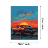 Fhuyiks Sunset Muscle Car Paint by Numbers Kit for Adults, Modern Aesthetic Paint by Number on Canvas, Abstract Art Digital Oil Painting Kits Suitable for Home Wall Decoration Gift 16"x 20" Fhuyiks
