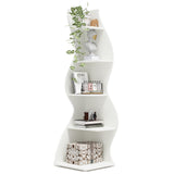 Tribesigns Corner Shelf, Modern 5-Tier Wall Corner Bookshelf, Stylish Corner Small Bookcase Storage Rack Plant Stand with Unique Shape for Living Room, Home Office (White, 1PC) Tribesigns