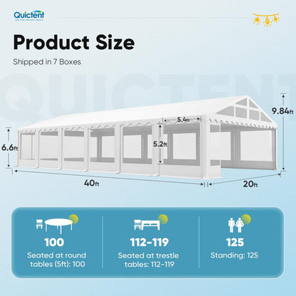 Quictent 20x40ft Clear Side Party Tent Heavy Duty Upgraded Galvanized Outdoor Wedding PVC Canopy Gazebo Vinly Event Shelters with Removable Transparent Sidewalls for Commercial & Residential  - WoodArtSupply