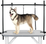 LEIBOU H-Shape Dog Grooming Arm Pet Supplies Grooming Table Arm with 3 Noose and Clamp Heavy Duty Aluminum Alloy Frame with 35.4” Adjustable Height and 36.2” ~ 50” Adjustable Width Dog Grooming Kit LEIBOU