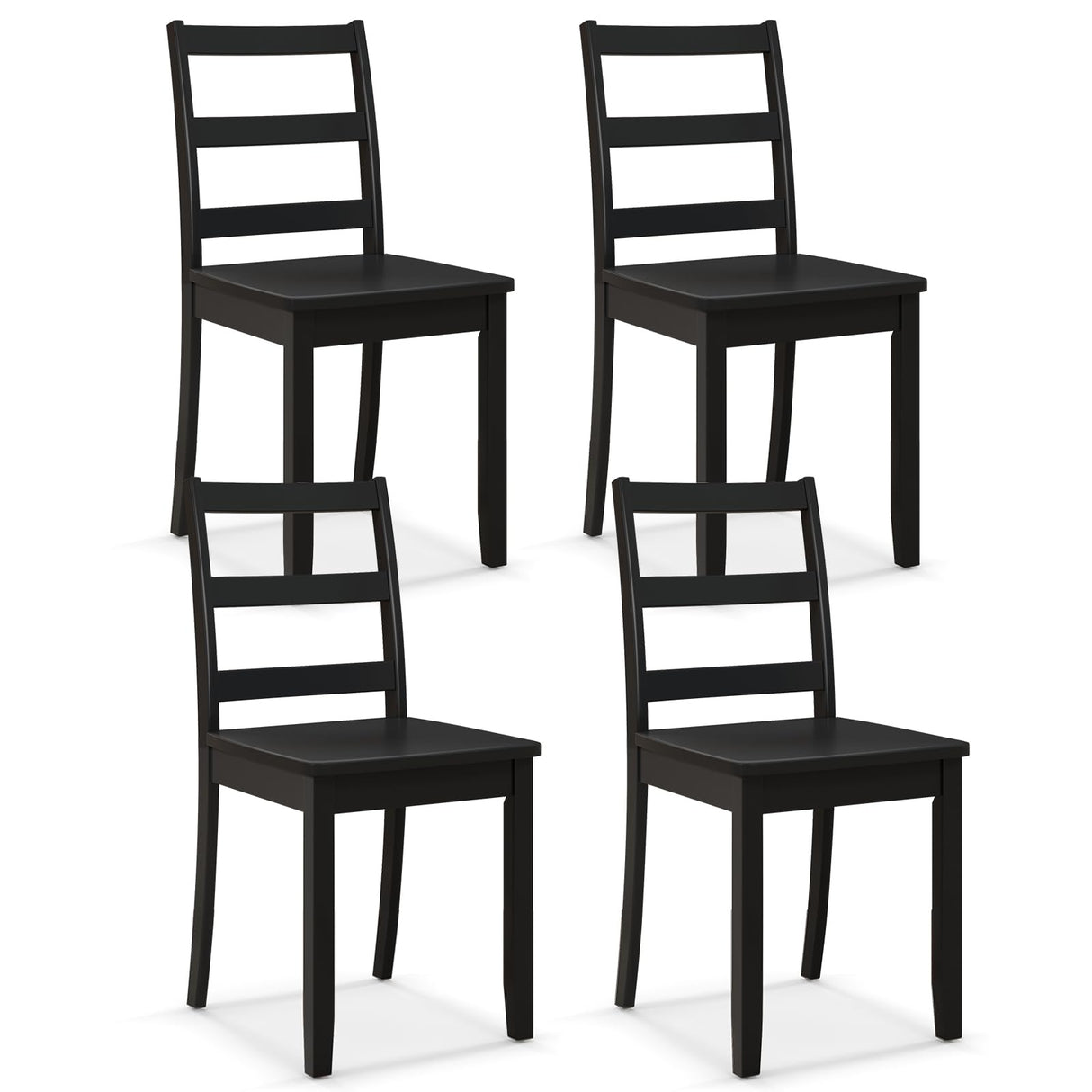 Giantex Wood Dining Chairs Set of 4 Black- Wooden Armless Kitchen Chairs with Solid Rubber Wood Legs, Non-Slip Foot Pads, Max Load 400 Lbs, Farmhouse Style High Ladder Back Wooden Dining Room Chairs Giantex