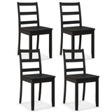 Giantex Wood Dining Chairs Set of 4 Black- Wooden Armless Kitchen Chairs with Solid Rubber Wood Legs, Non-Slip Foot Pads, Max Load 400 Lbs, Farmhouse Style High Ladder Back Wooden Dining Room Chairs Giantex