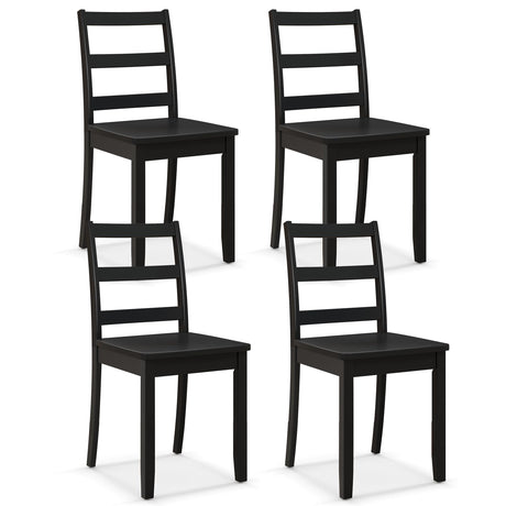 Giantex Wood Dining Chairs Set of 4 Black- Wooden Armless Kitchen Chairs with Solid Rubber Wood Legs, Non-Slip Foot Pads, Max Load 400 Lbs, Farmhouse Style High Ladder Back Wooden Dining Room Chairs Giantex