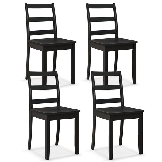 Giantex Wood Dining Chairs Set of 4 Black- Wooden Armless Kitchen Chairs with Solid Rubber Wood Legs, Non-Slip Foot Pads, Max Load 400 Lbs, Farmhouse Style High Ladder Back Wooden Dining Room - WoodArtSupply