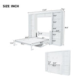 Merax Queen Size Murphy Bed with Desk and Bookshelf, White Merax